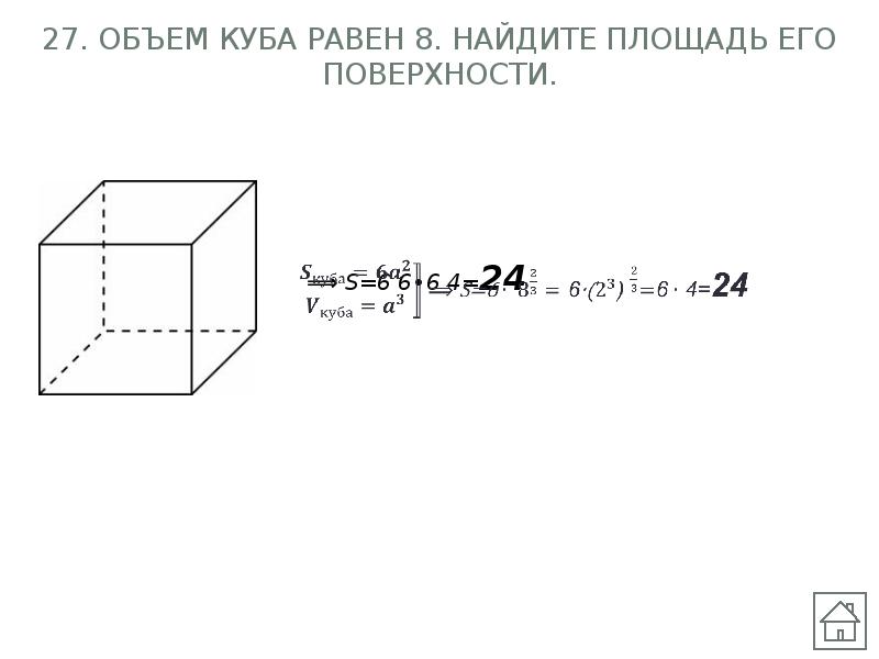 Площадь куба равна