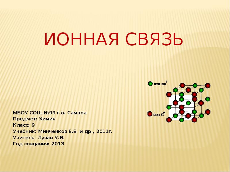 Презентация по химии на тему ионная связь