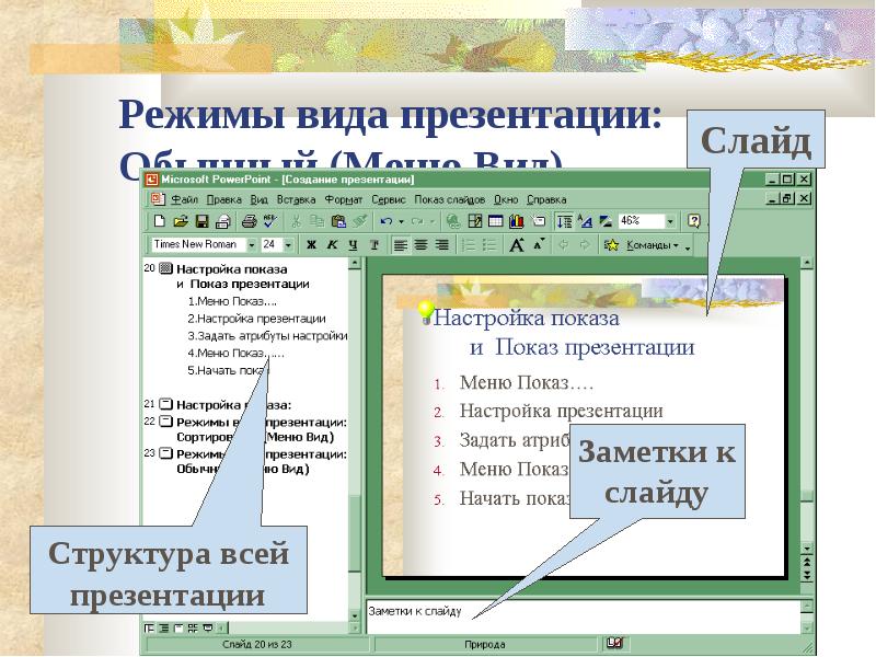 Как посмотреть заметки к слайдам в презентации