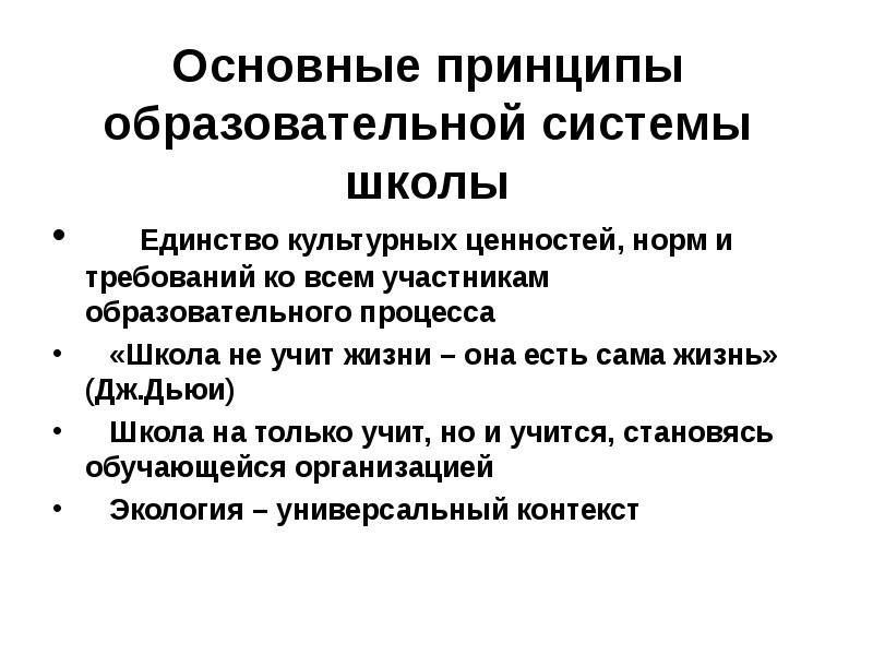 Особенности учебного процесса в школе. Принципы педагогической системы. Просветительские принципы. Принципы норм образования. Принципы образовательной системы в Турции.