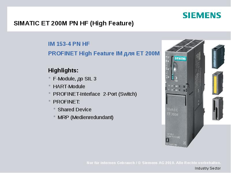 SIMATIC ET 200M PN HF (High Feature) IM 153-4 PN HF