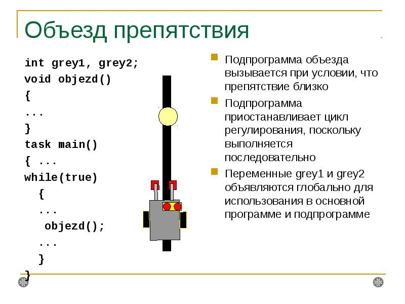 Робот объезжающий препятствия схема