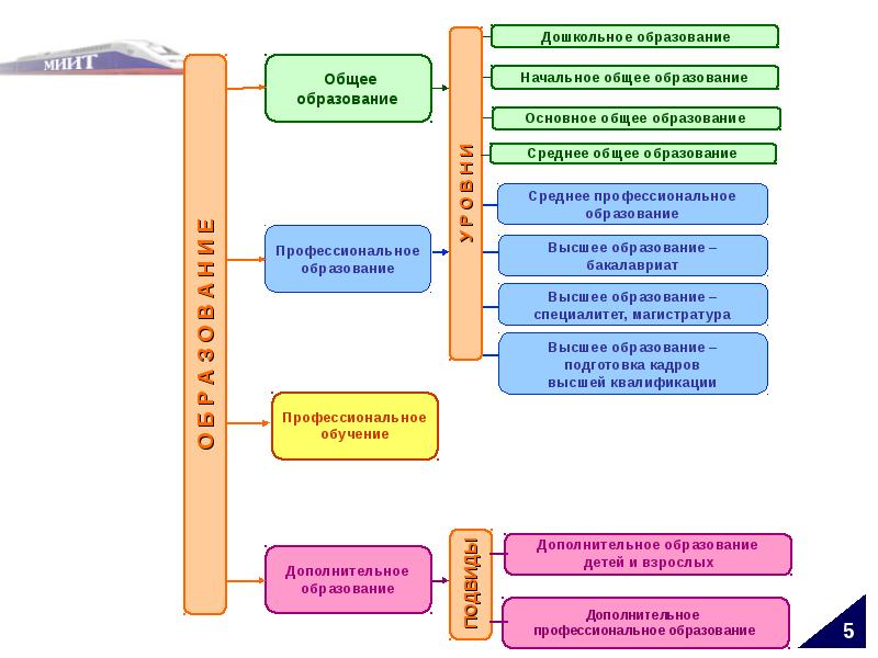 Составить схему уровни образования в рф