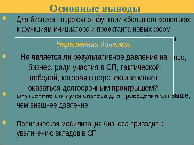 Основные выводы