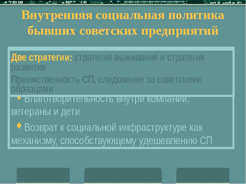 Внутренняя социальная политика бывших советских предприятий