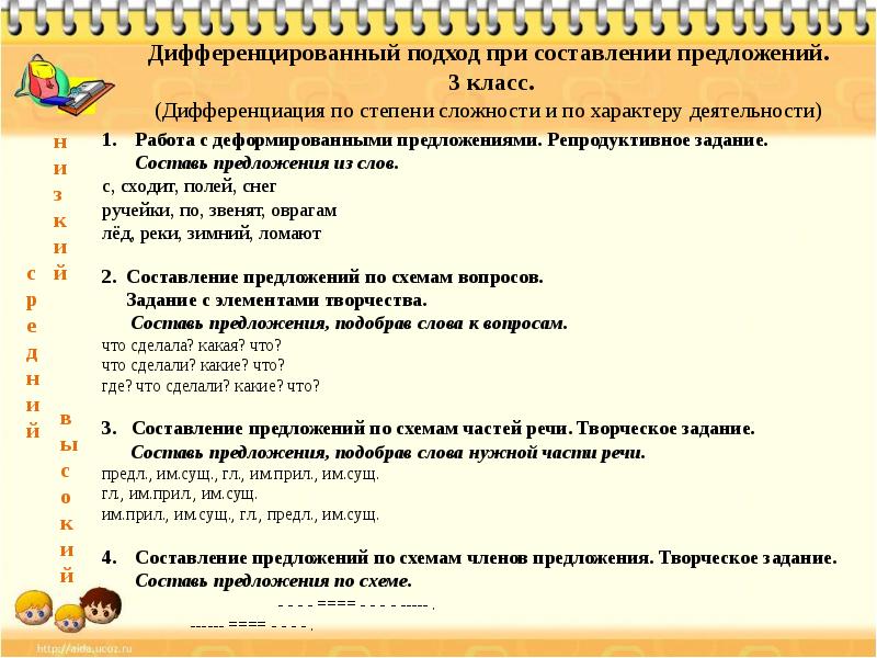 8 предложений 1 класс. Составление предложений по вопросам. Задачи на составление предложения. Дифференцированное предложение. Дифференцировать предложение;.