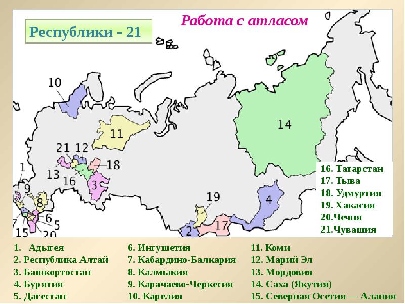 Карта республик россии и их столицы