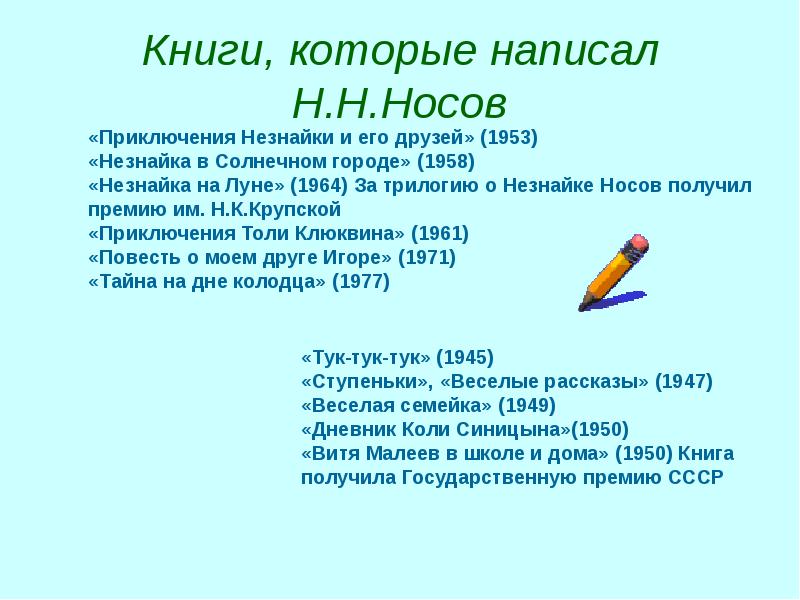 Мой любимый писатель носов проект