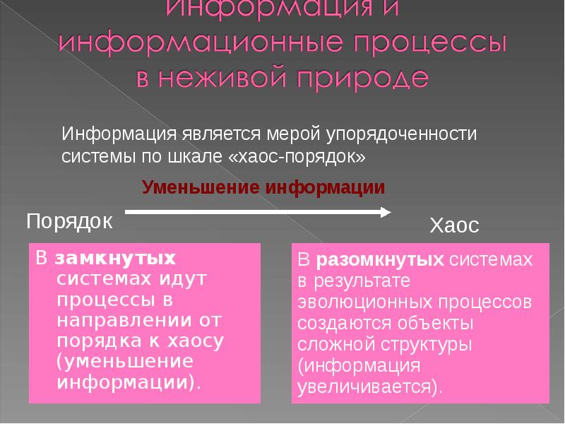 Направления процессов в природе. Процессы в неживой природе. Информация и информационные процессы в неживой природе. Количество информации в неживой природе. Примеры информации в неживой природе.