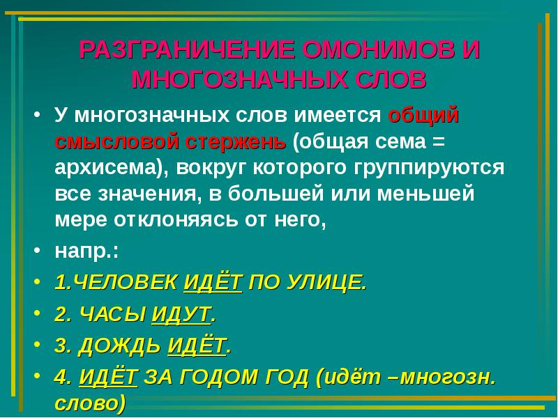 Омонимы отличие от многозначных