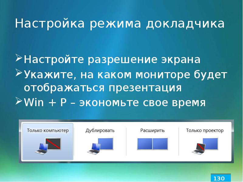 Перечислите основные режимы презентации