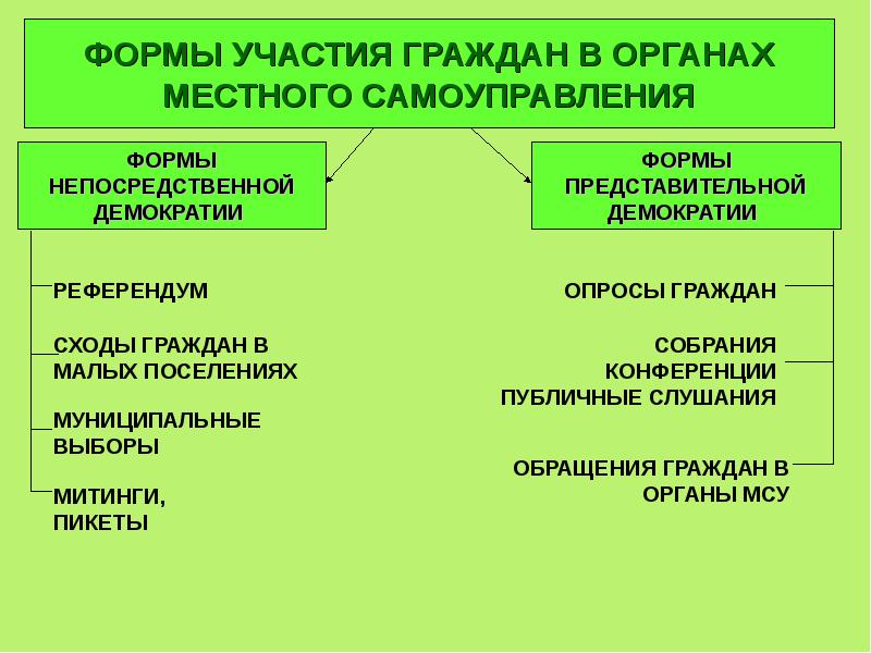 Формы осуществления местного самоуправления схема