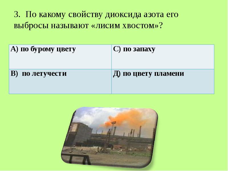 получение бурого газа. антропогенные источники загрязнения воздуха. No2 "~ газ бурого цвета. No2 лисий хвост. оксид железа fe2o3(iii).