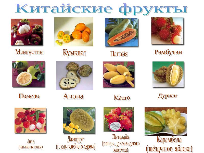 Экзотические фрукты список с фото