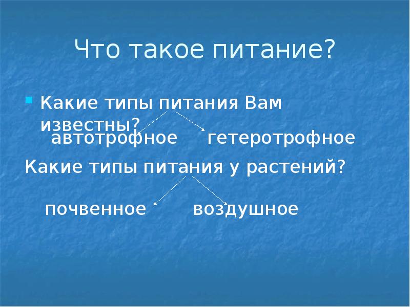 Воздушный тип питания. Какие способы питания вам известны. питать.