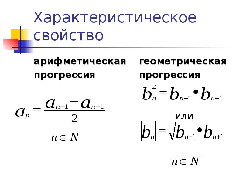 Среднее арифметическое геометрической прогрессии. Характеристическое свойство арифметической прогрессии формула. Характеристическая формула арифметической прогрессии. Характеристическое свойство геометрической прогрессии. Характеристическое свойство геом прогрессии.