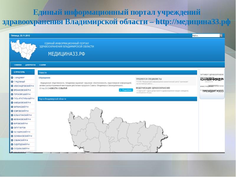Портал здравоохранения область. Портал здравоохранения. Единый информационный портал. Структура здравоохранения Владимирской области. Медицина 33 РФ Владимирская область.