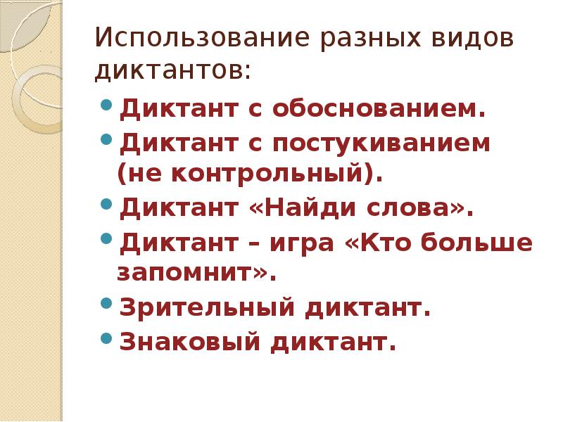 Виды диктантов