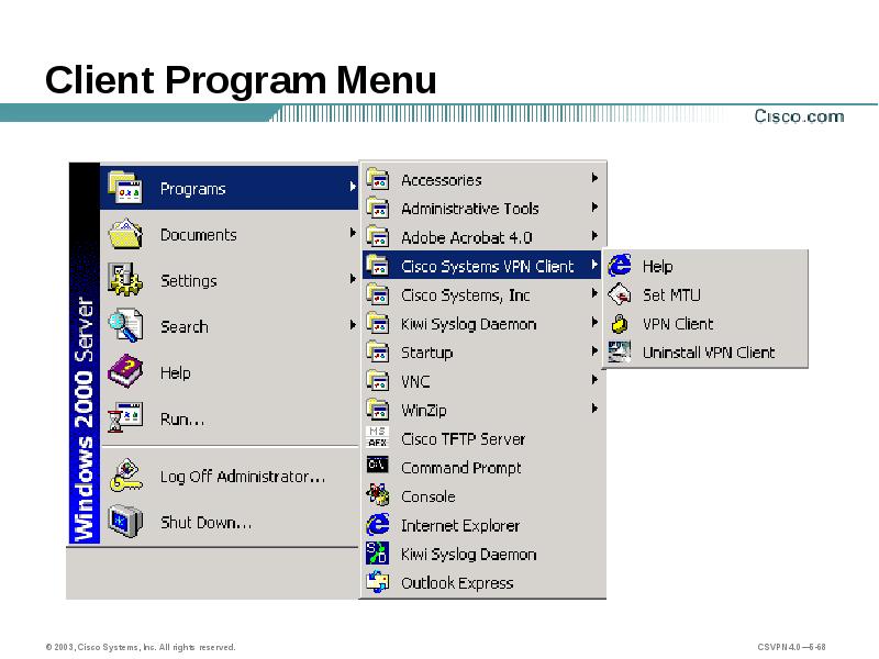 Menu program. Menu program
