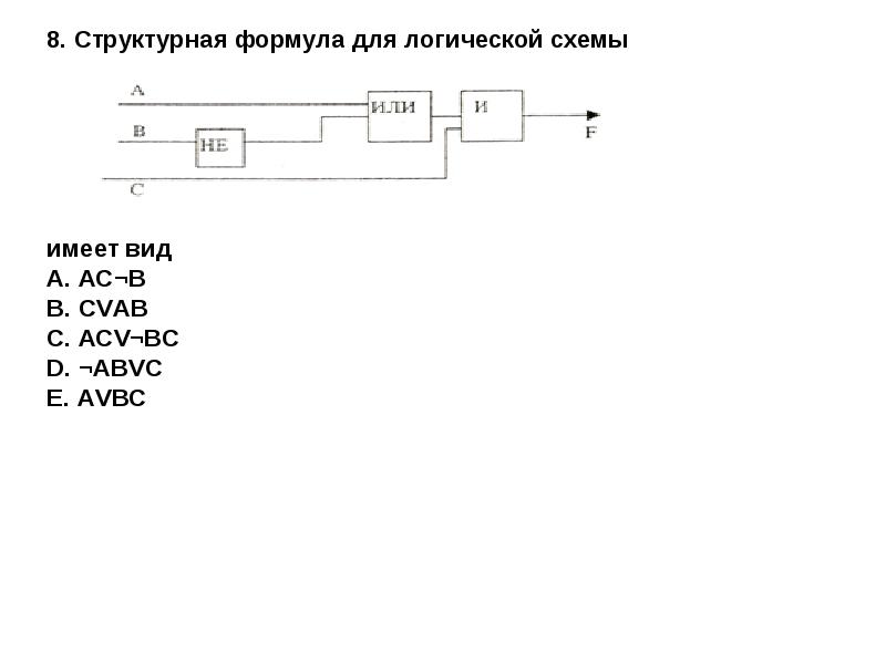 Какая из структурных формул соответствует логической схеме