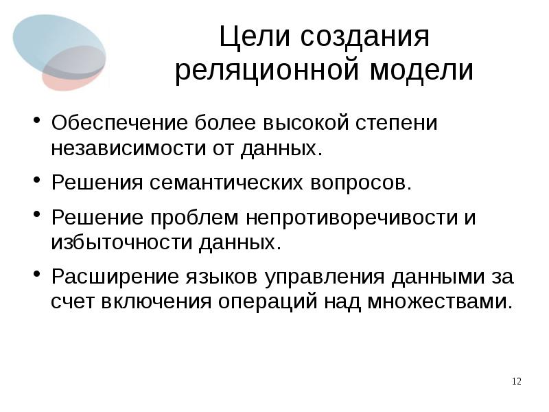 Операции включения. Обеспечение непротиворечивости данных. Непротиворечивость математической модели. Смысловые задачи и их решения. Непротиворечивость семантики термина.