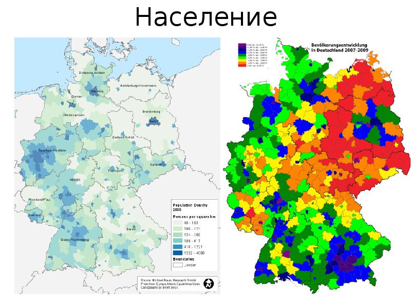 Карта плотности населения германии