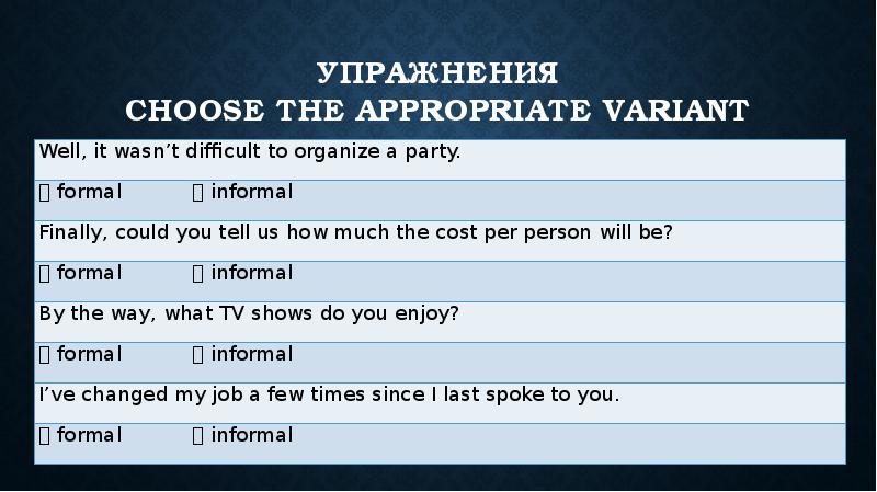 Use the words in the appropriate form. Choose the appropriate. Choose the appropriate variants. To appropriate. Determine the appropriate way of Export.
