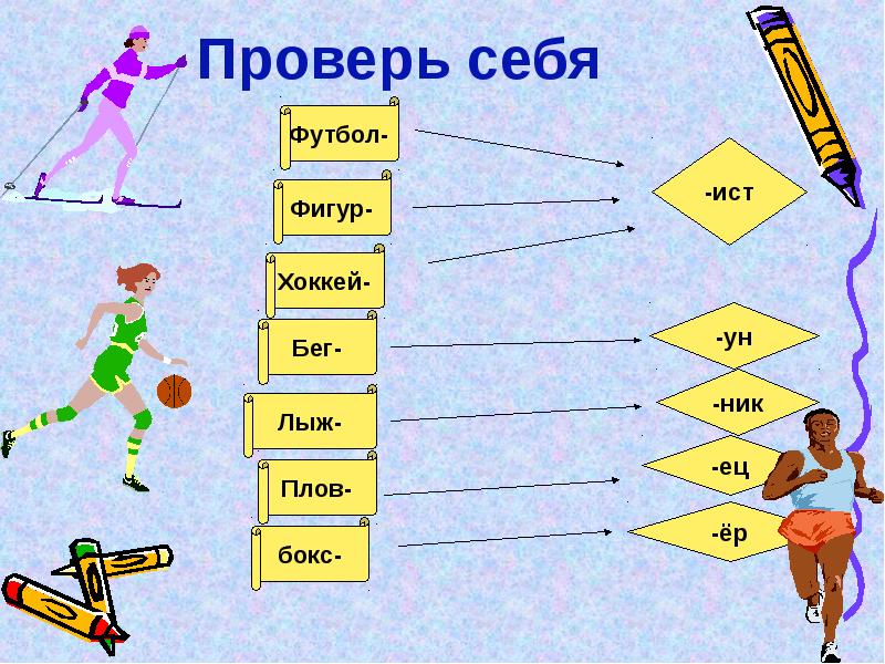 Слова с суффиксом ист. Профессии с суффиксом Ист. Названия спортсменов с суффиксом щик. Названия профессий с суффиксом Ист.