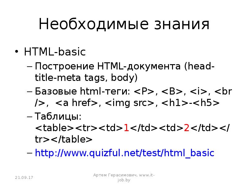 Знание html