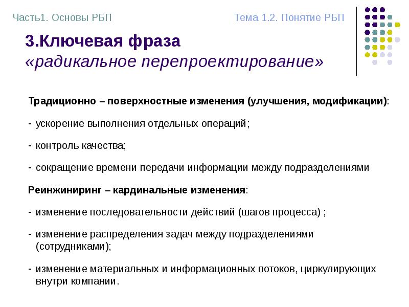 3.Ключевая фраза «радикальное перепроектирование» 3.Ключевая фраза «радикальное перепроектирование»
