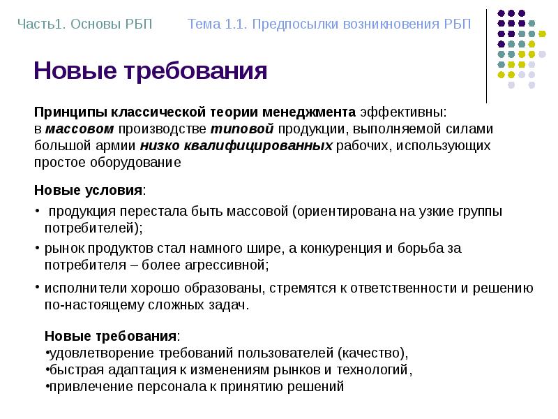 Новые требования Новые требования