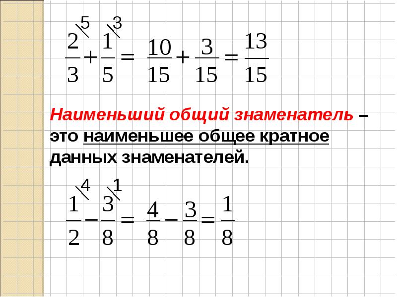 Как вычесть дроби с разными знаменателями