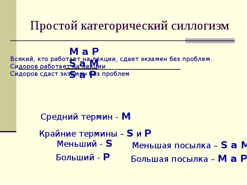 Простой категорический силлогизм презентация