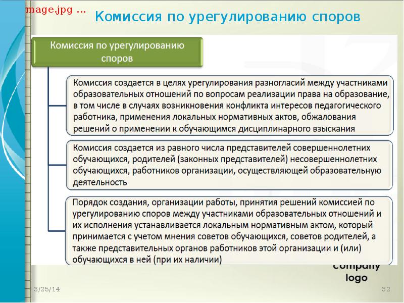 Образец решения комиссии по урегулированию споров между участниками образовательных отношений