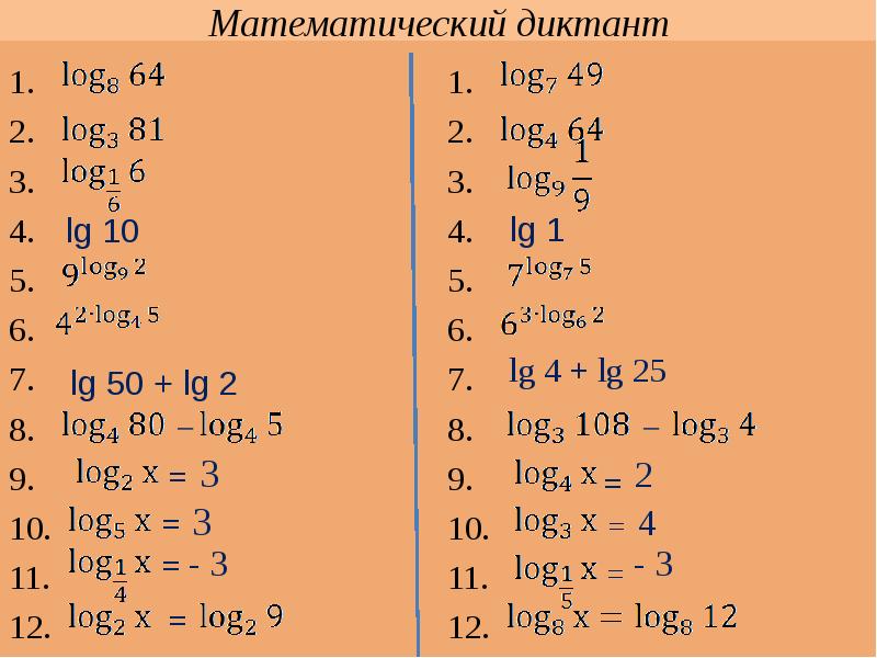 Презентация на тему логарифмы и их свойства