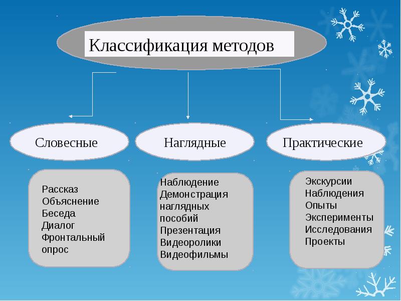 Словесные наглядные практические методы являются