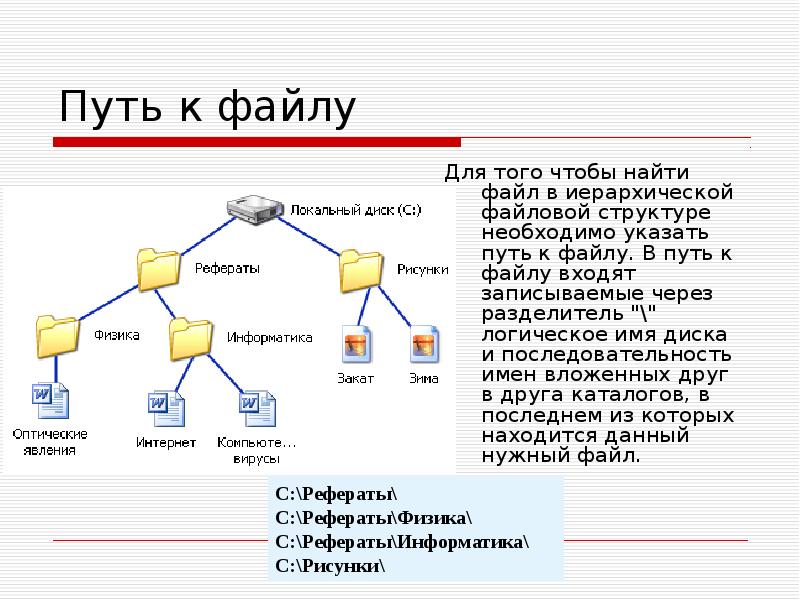 Файловая структура диска полное имя файла