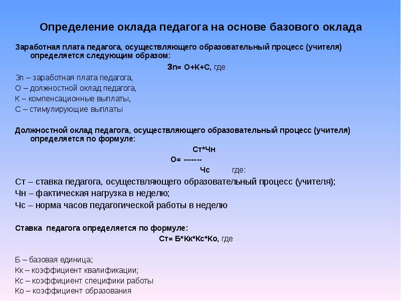 Единица оплаты. Определение должностных окладов. Должностной оклад учителя. Базовый оклад учителя на ставку. Как определяется оклад.