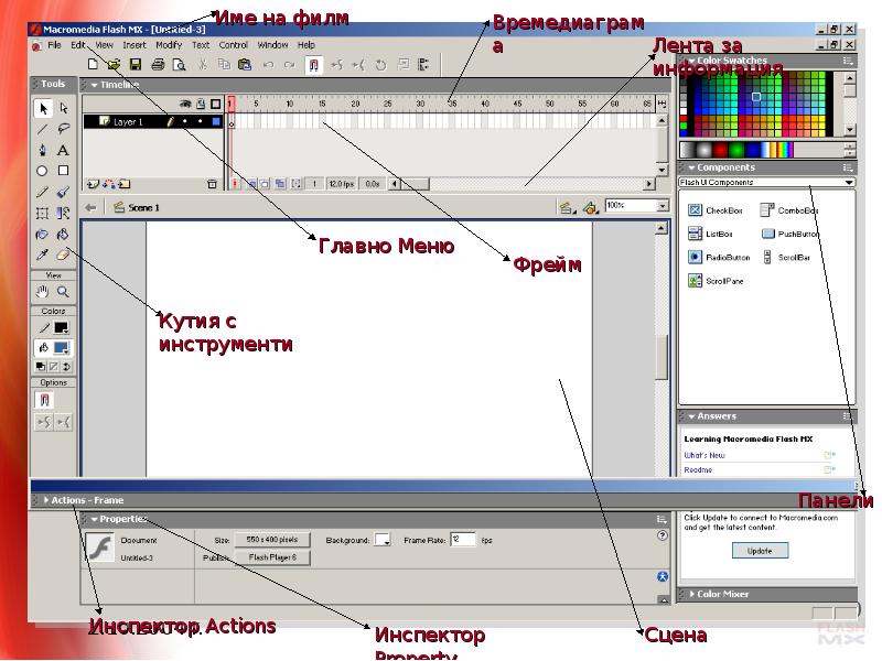 Тип редактора macromedia flash mx