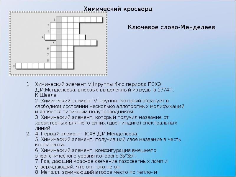 Химический элемент присутствующий в общественных туалетах кроссворд