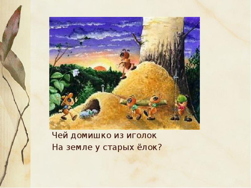 чей елок на домишко у из старых. загадка про муравья. чей елок на домишко у из старых. русский язык 3 класс рабочая тетрадь канакина 1 часть стр 11 ответы. чей домишко из иголок на земле.