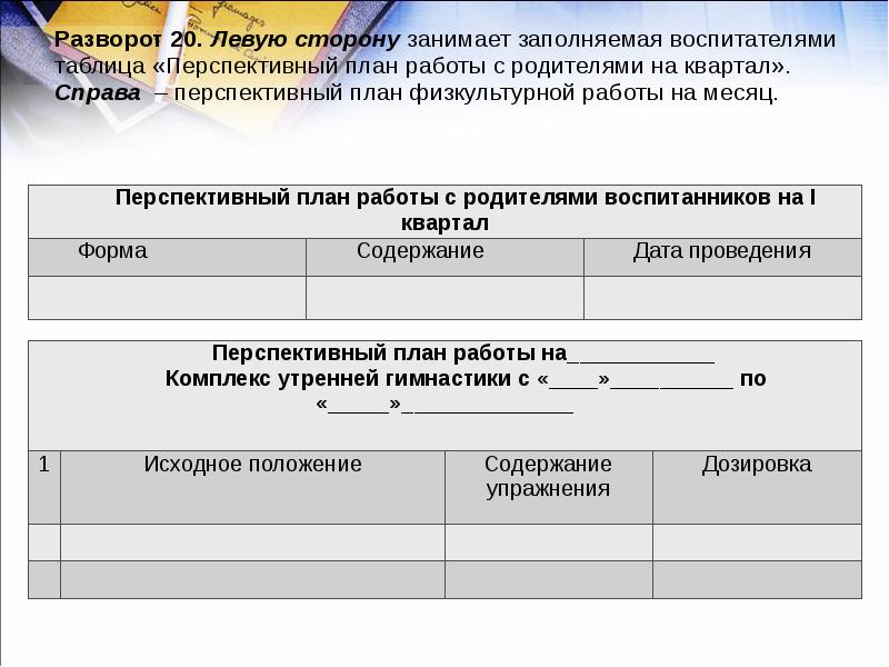 Перспективный план работы с родителями