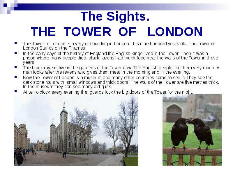 The Sights.  THE TOWER OF  LONDON  The Tower