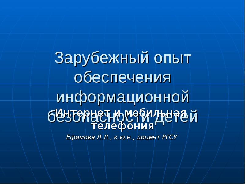 Обеспечение эксперимента. Зарубежный опыт. Зарубежный опыт обеспечения научно – технической безопасности.