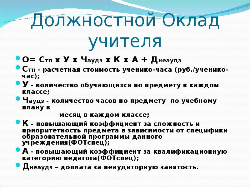 Оклад учителя