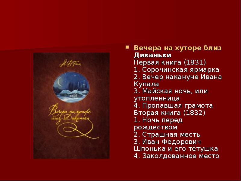 План повести ночь перед рождеством план