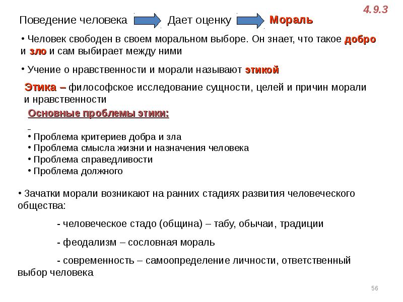 План морали по обществознанию егэ