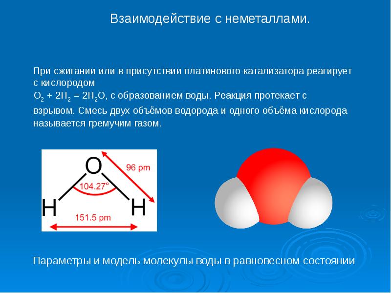 Схема образования водорода и кислорода