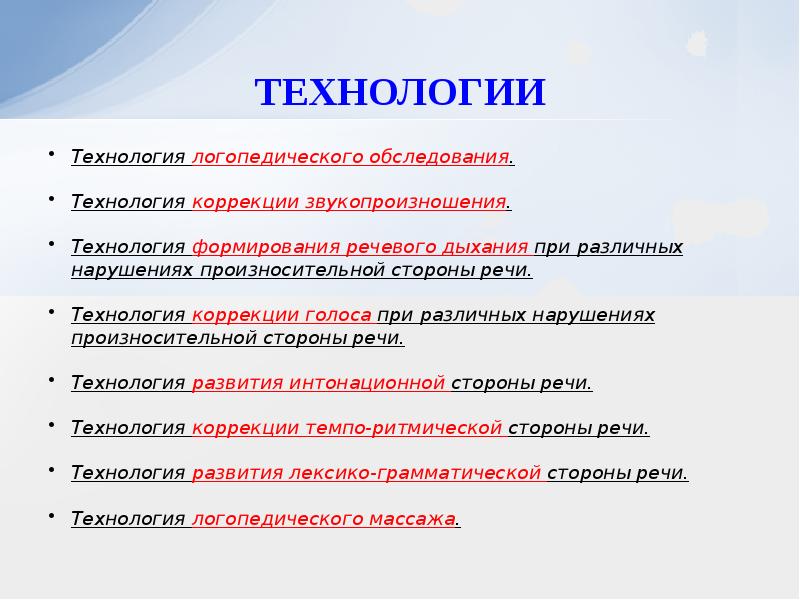 Технология коррекции