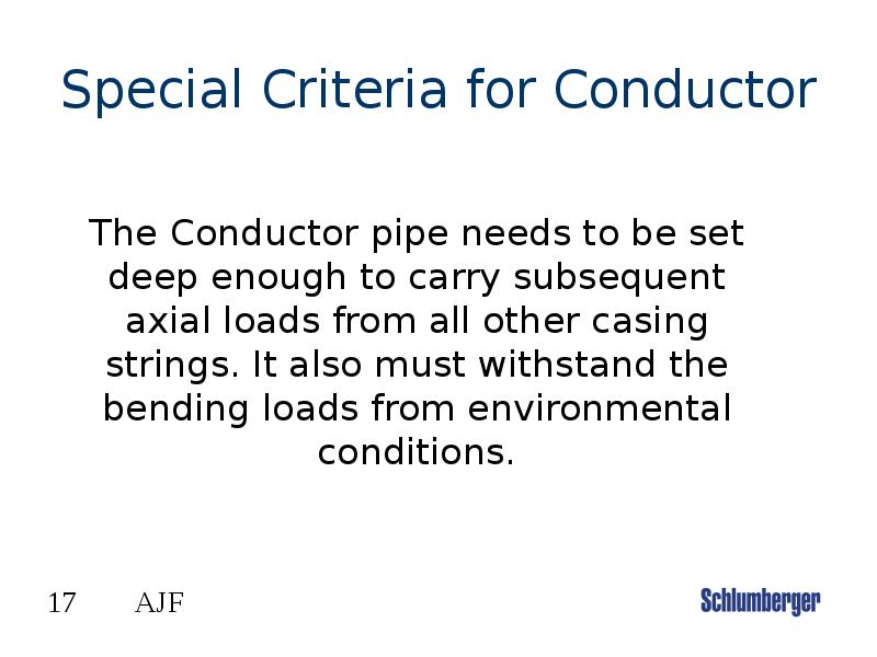 Special Criteria for Conductor Special Criteria for Conductor